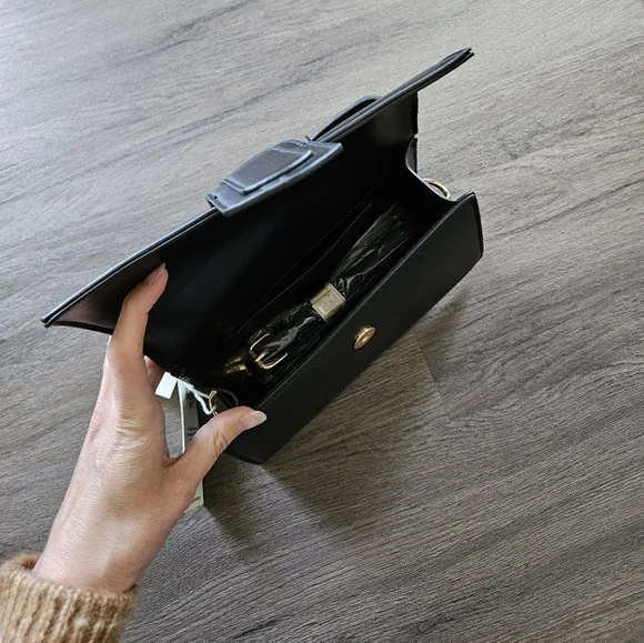 KAYLA + AVA Black Vegan Leather Miranda Mini Crossbody Bag Purse NWT - Picture 6 of 11